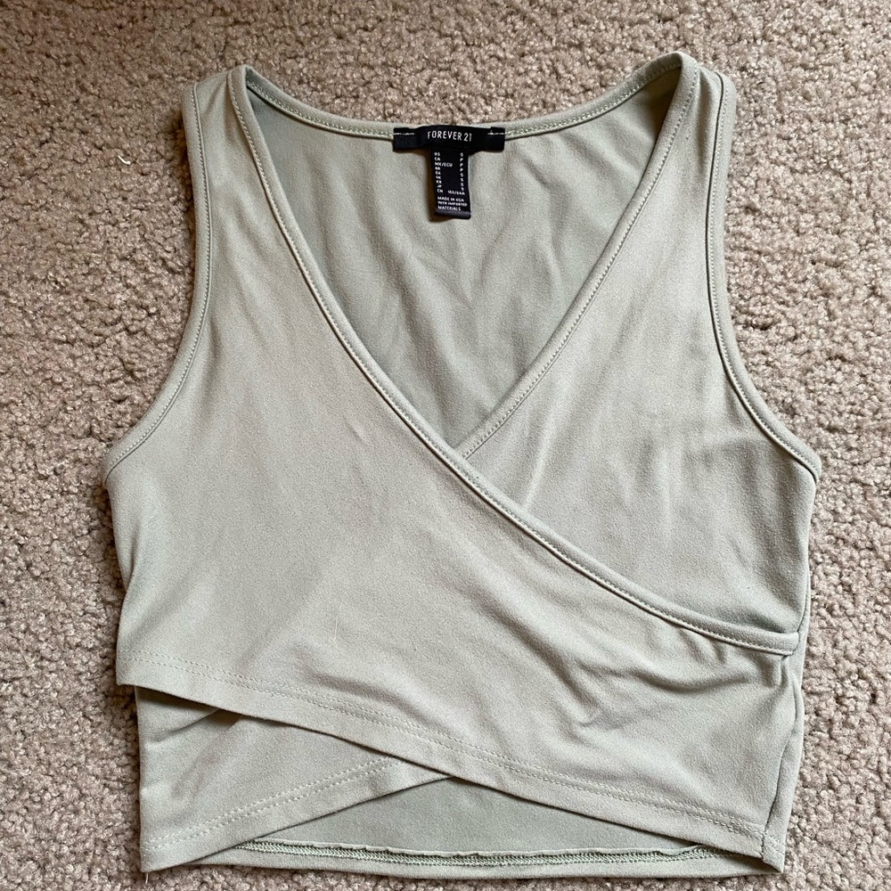Forever 21 Light Green Wrap Crop Top